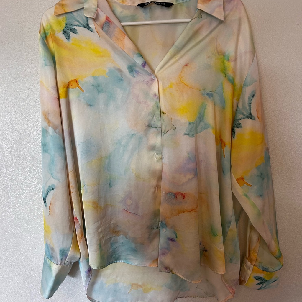 Women's Zara Pastel Multicolor Blouse Medium